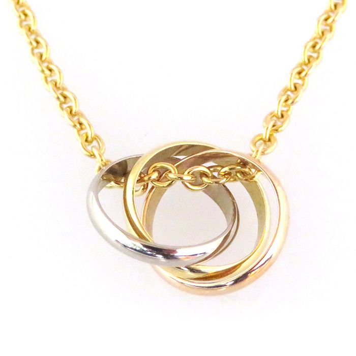 Cartier Trinity Necklace K18YG Yellow Gold K18WG White Gold K18PG Pink Gold Tri-Gold