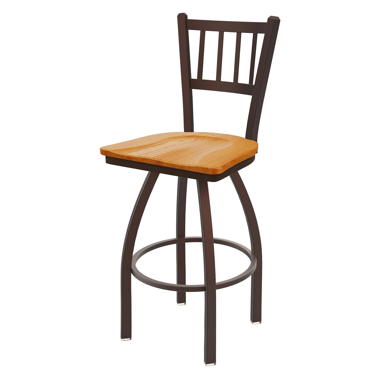 Holland Bar Stool 810 Contessa 36x22 Swivel Bar Stool with Pewter and Medium Oak Seat
