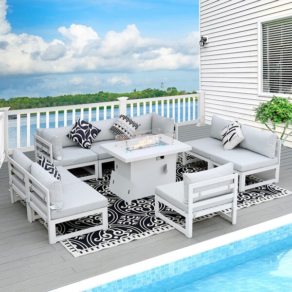 Nicesoul White Aluminum Modern Patio Furniture Sectional Sofa Set with Cushion