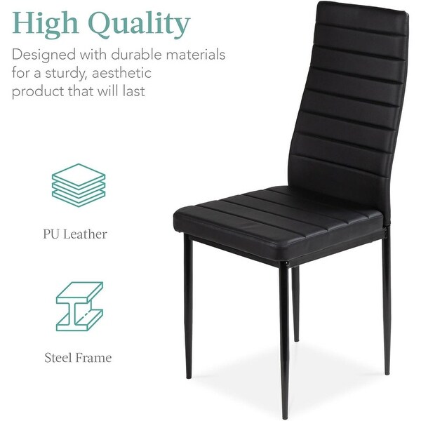 5Piece Modern Kitchen Dining Furniture Set 4 Upholstered PU Chairs,Black