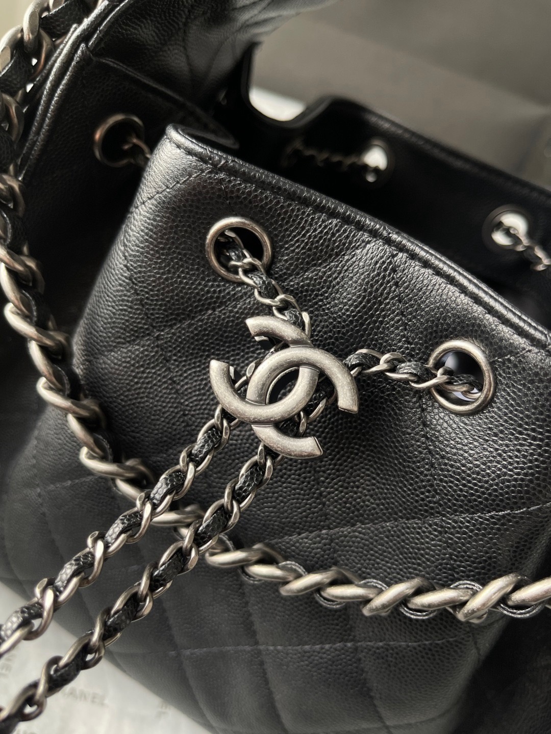 Chanel 25bag 25C Caviar leather black & silver small