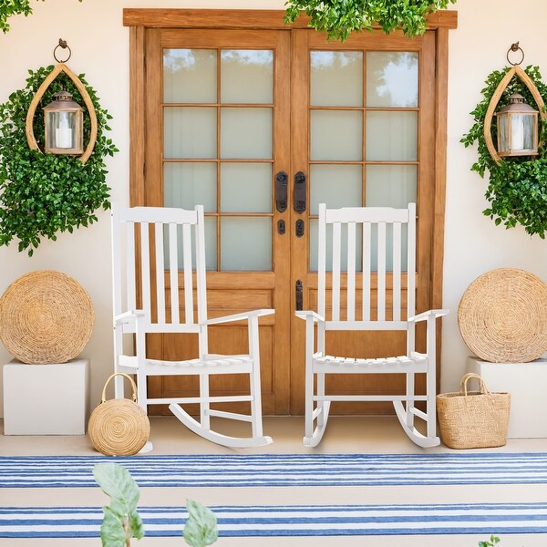 Furniwell Patio Acacia Wood Ergonomic Single Rocking Chair for AllWeather Use