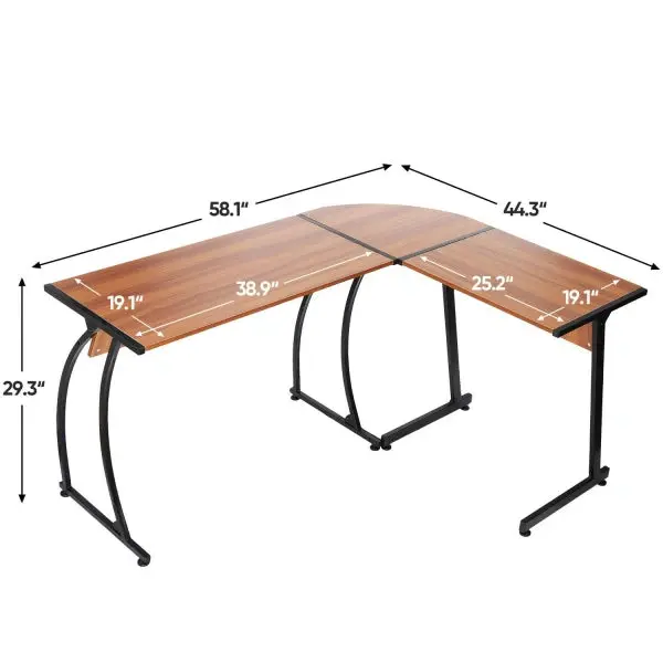 Reversible L-Shaped Gaming Desk – 58-Inch Walnut-Finish MDF Corner Computer Desk