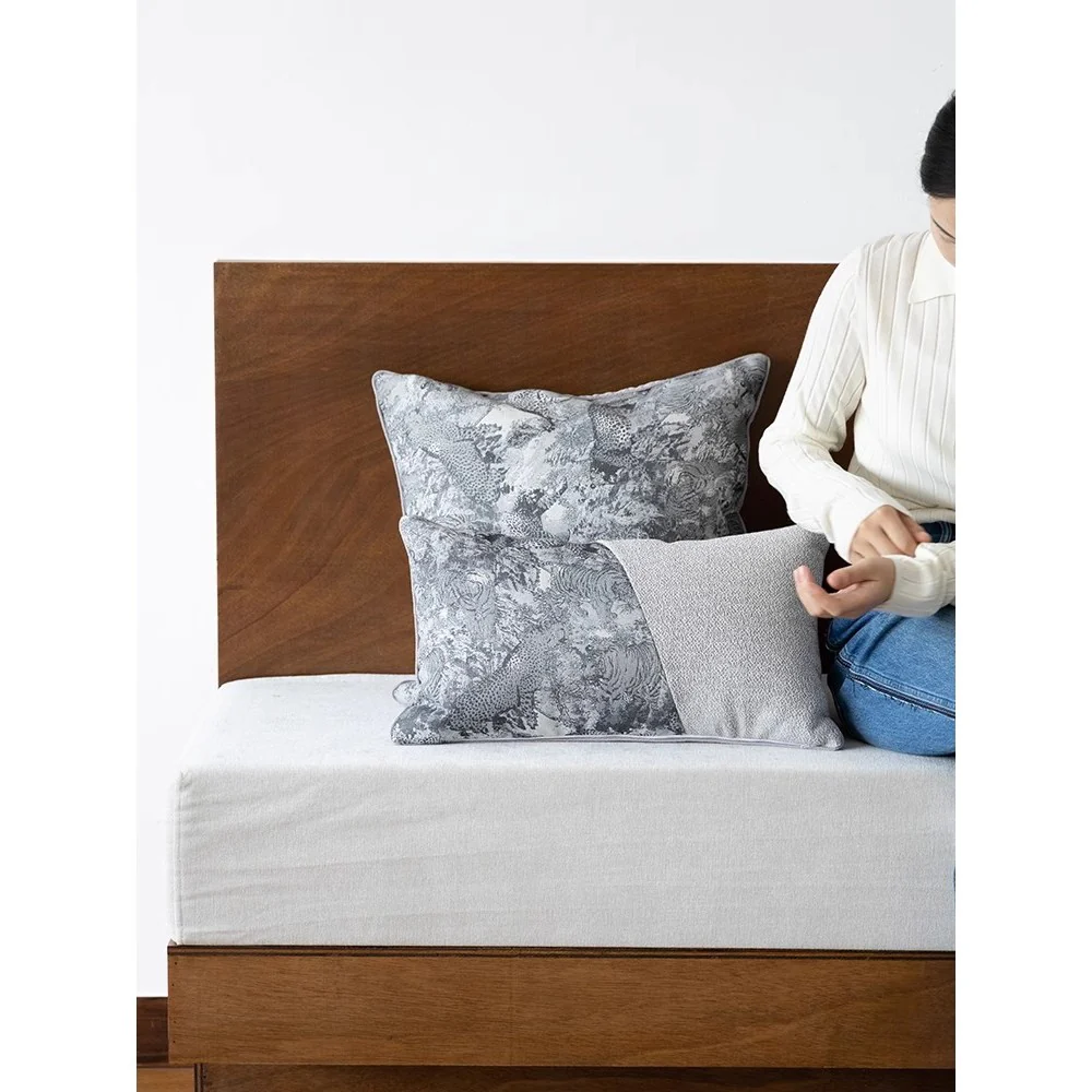BD105 (Set) - Silk Handmade Jungle Lucky Treasure Square Pillow, Stripe Pillow