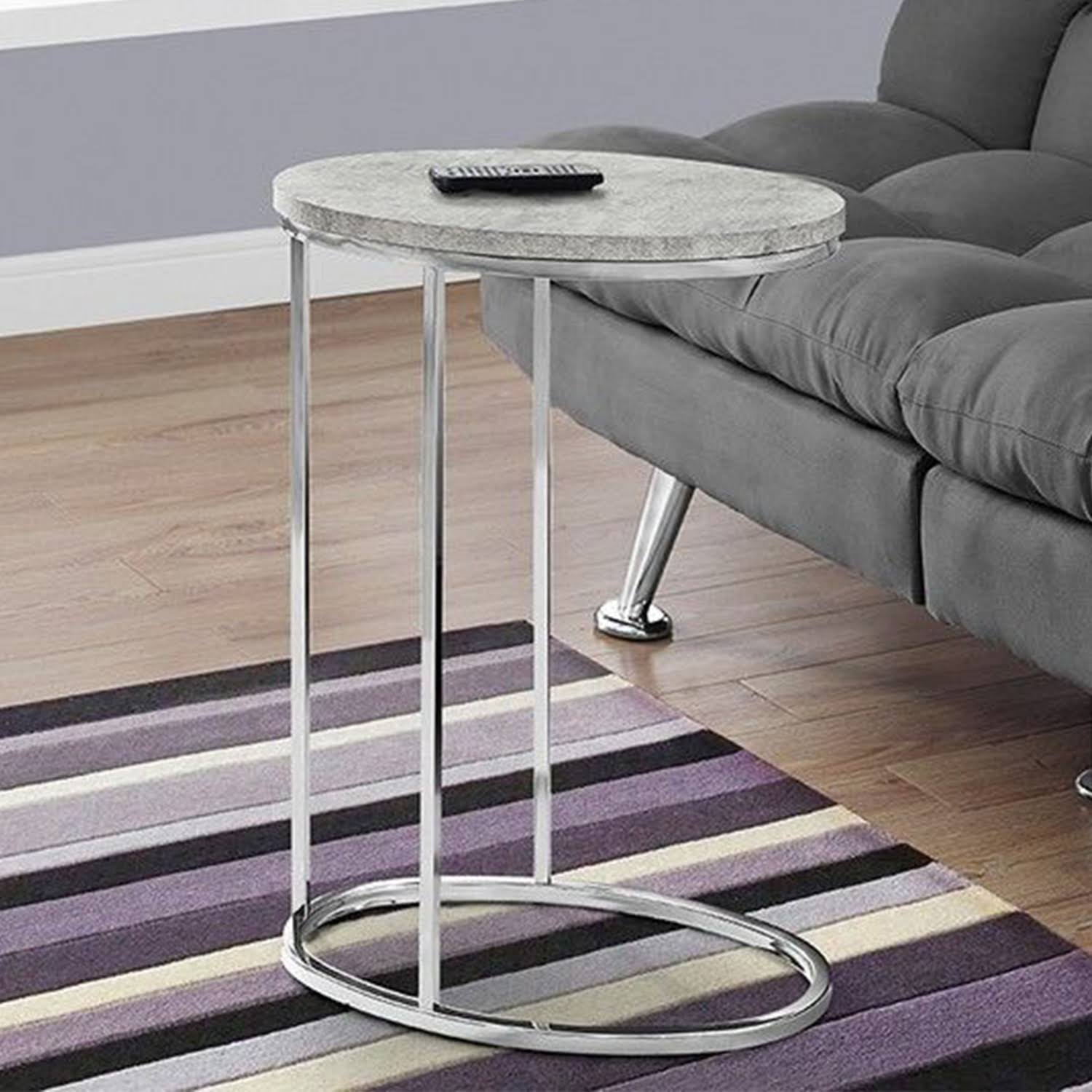 18.5x22 x 12x22 x 25x22 Grey Particle Board Laminate Metal Accent Table