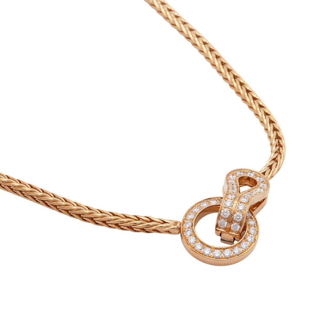 Cartier Agraf Necklace 18K Rose Gold Diamond
