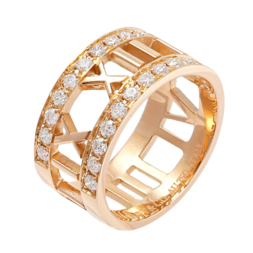 Tiffany & Co. Atlas Open Ring 18K Rose Gold Diamond