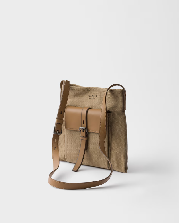 Prada Route canvas and leather shoulder bag