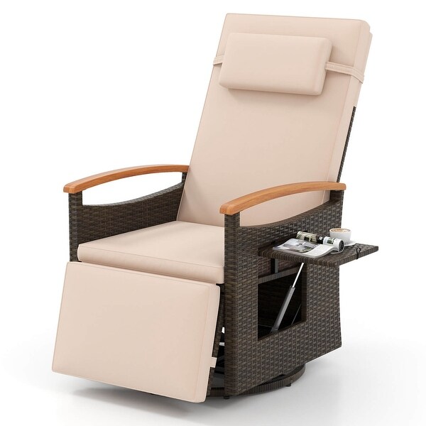 Costway Outdoor 360�� Swivel Rattan Recliner Chair Patio Wicker Chaise