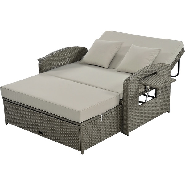 PE Wicker Rattan Reclining Sofa Chair