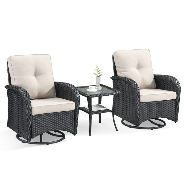 Pocassy Patio Swivel Rocker Chairs with Side Table