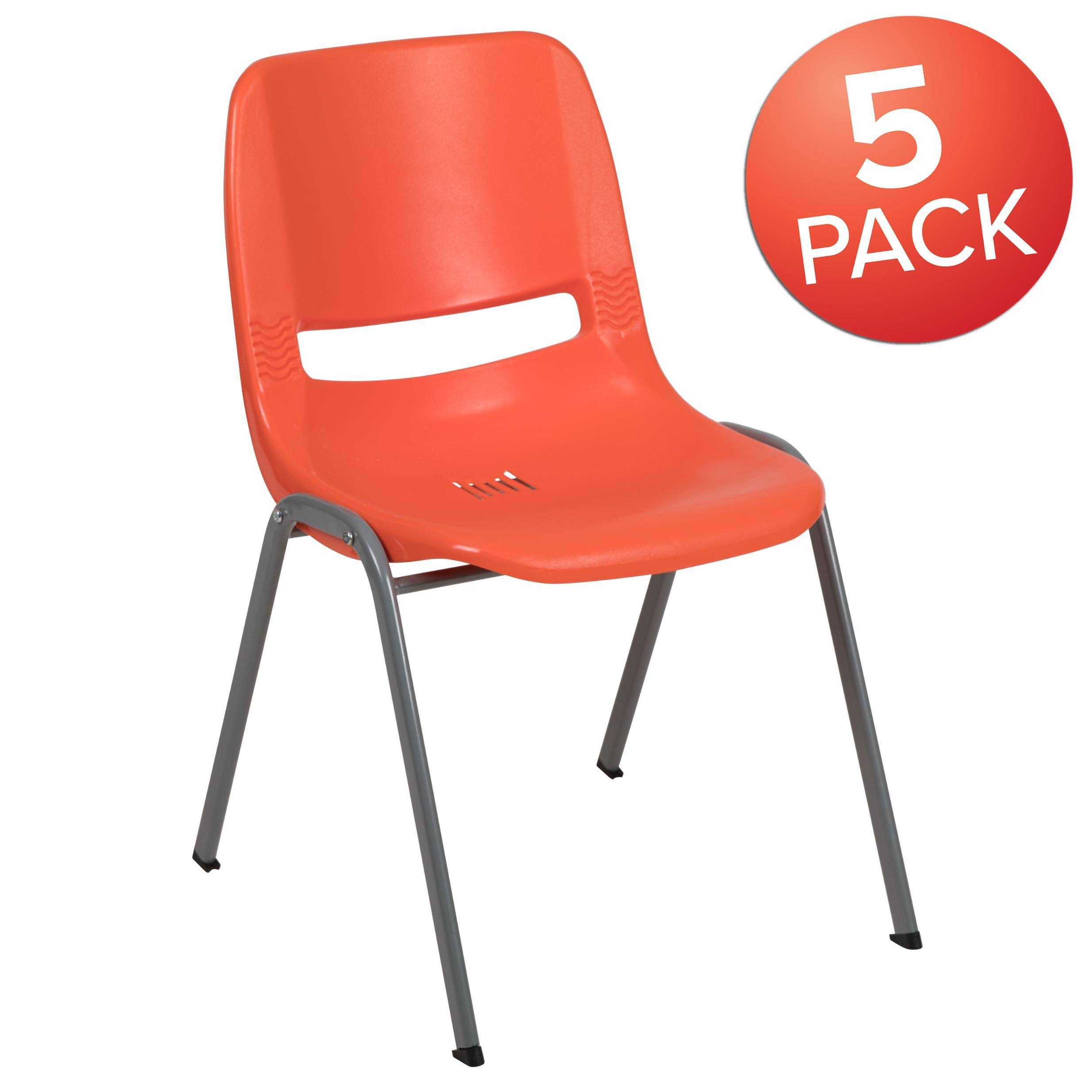 Flash Furniture HERCULES - Chair - ergonomic - mid-back - plastic, 18 gauge powder-coated steel - black (pack of 5)