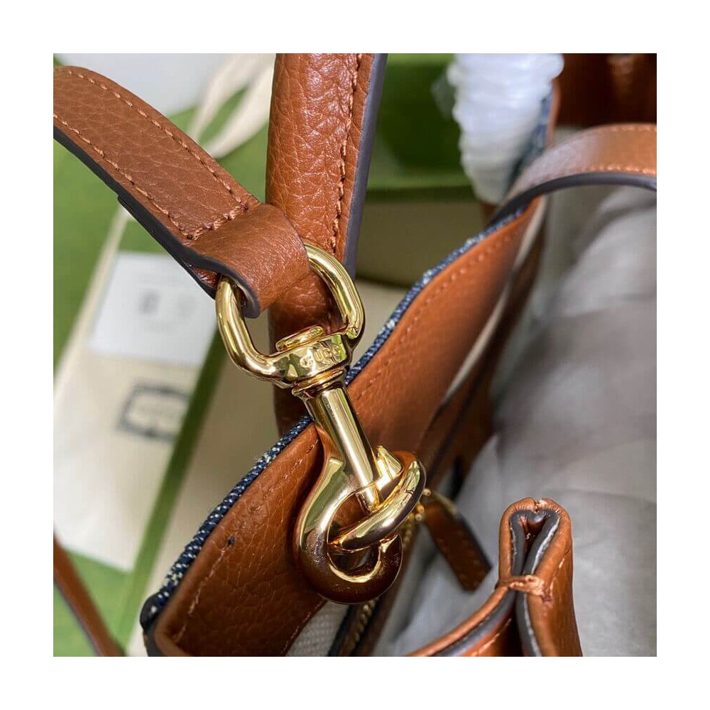 Gucci Jackie 1961 Medium Tote Bag in Blue Denim 30cm