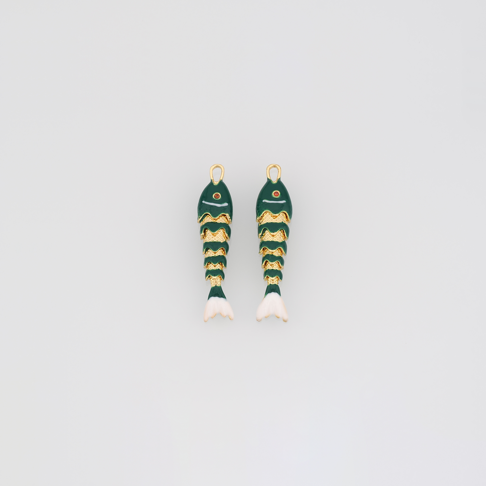 18K Gold Filled Fish Pendant,Enamel Ocean Charm Earrings Necklace for DIY Jewelry Making Supply