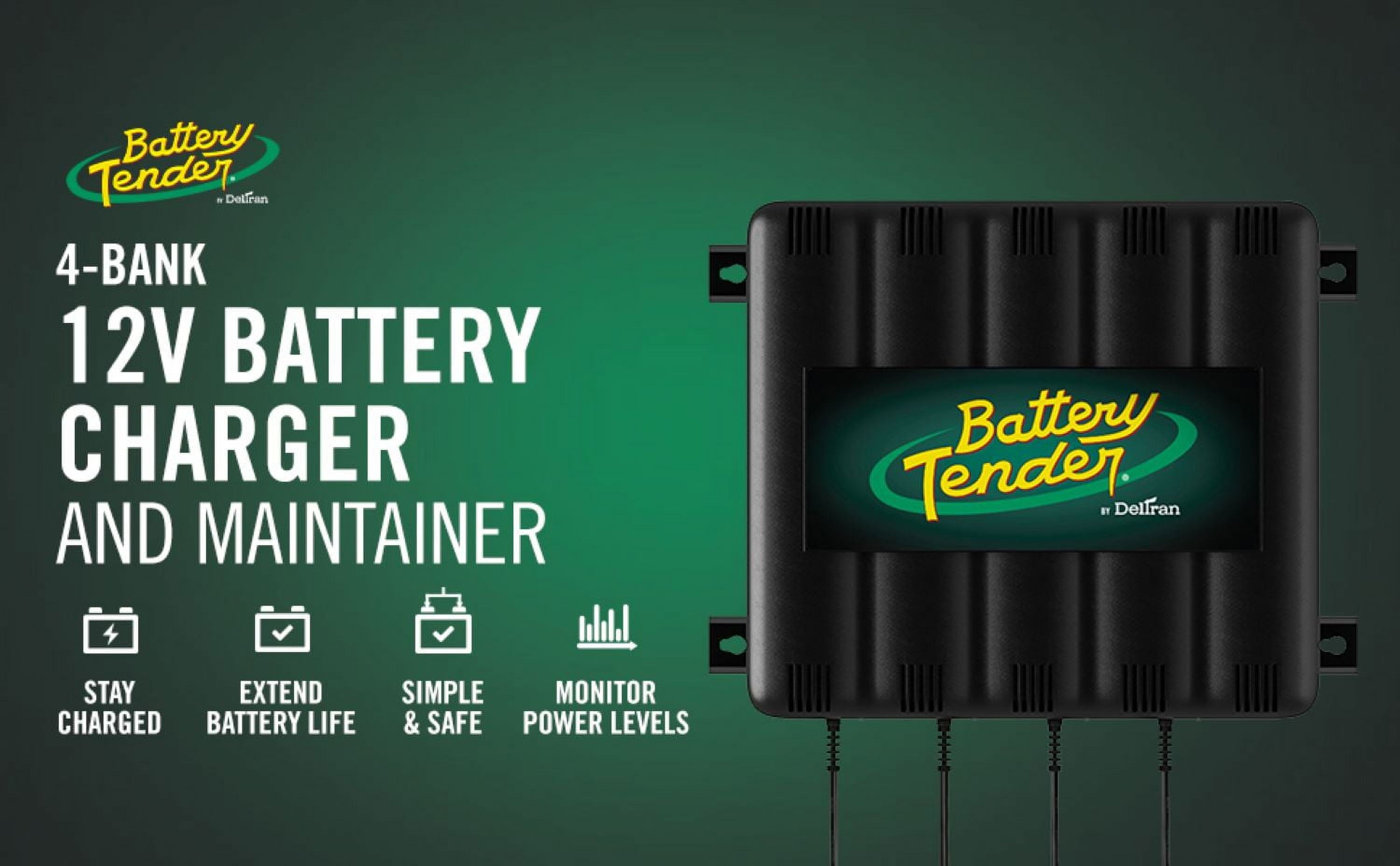 Battery Tender 4 Bank Multibank Charger - 5 AMP (1.25 AMPs Per Bank) - Smart 12V Multi Battery Charger and Maintainer - 021-0148-DL-WH