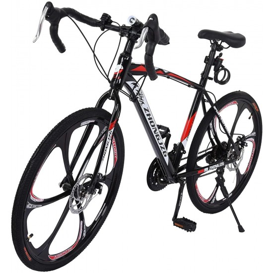 Stock Aluminum Road Bike, Carbon Fork Road Bike 21 Speed Disc Brakes, 700c, Red
