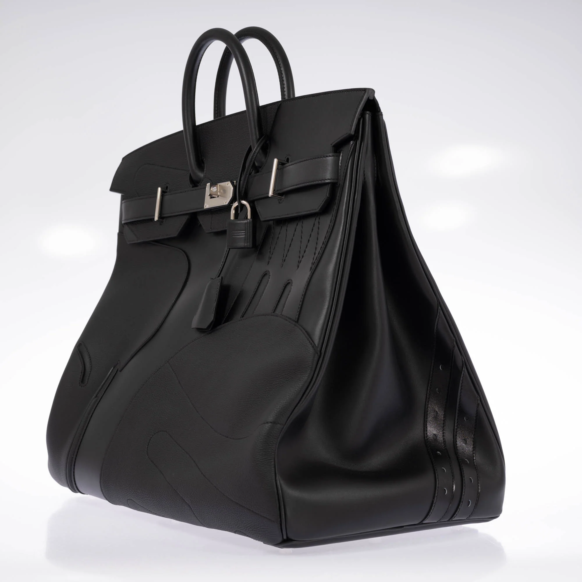 Hermès HAC 50 en Selle Noir Togo/Swift/Box Palladium Hardware
