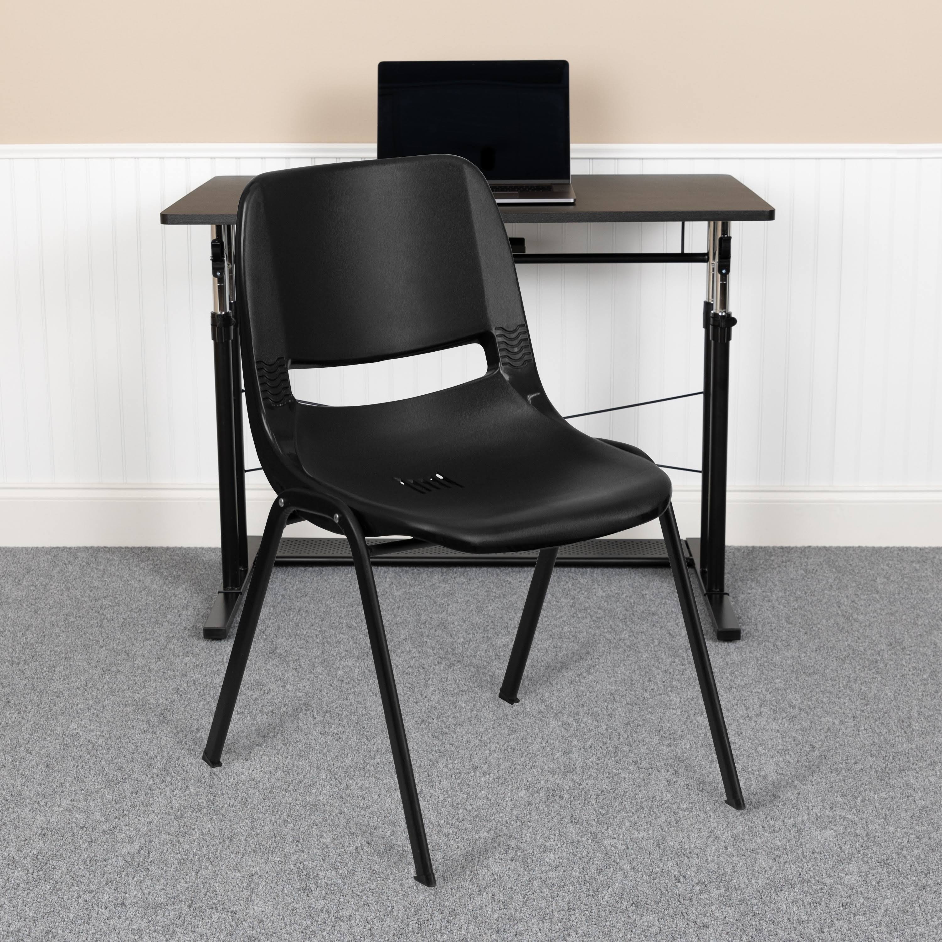 Lancaster Home Plastic Black Stacking Chair Black