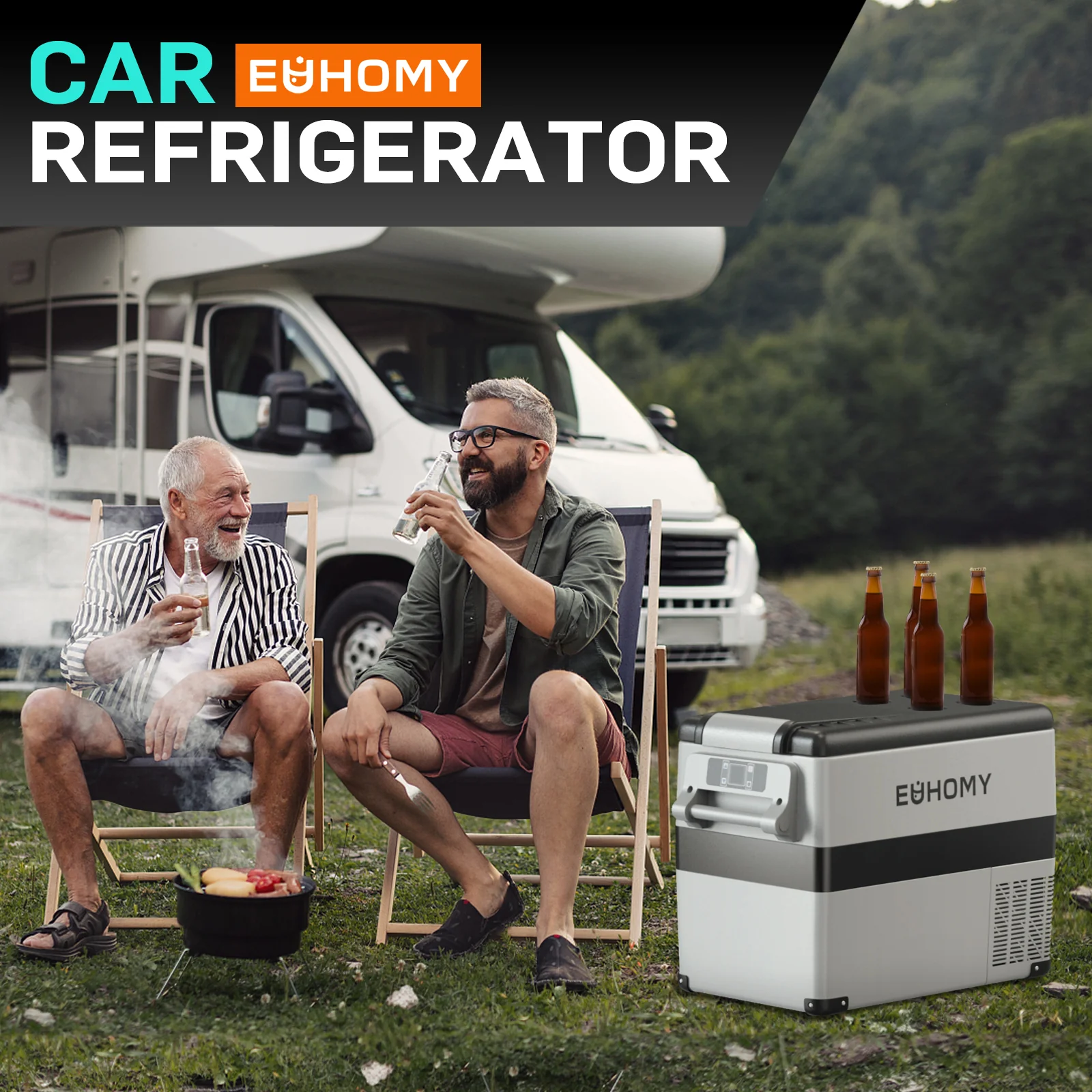 12 Volt Multi-Adapter Equipped Portable Electric Cooler Car Refrigerator