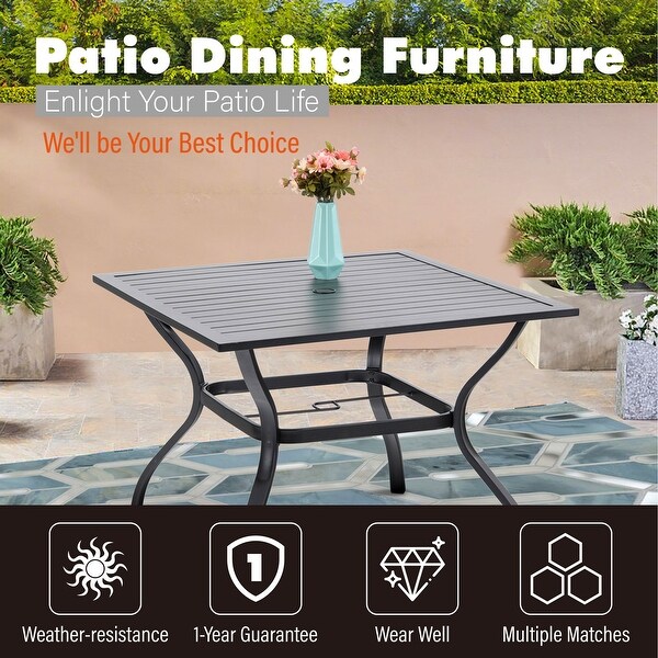 MAISON ARTS 5/7piece Patio Dining Set,4/6 Rattan Swivel Chairs with Cushion and 1 Metal Table with Umbrella Hole