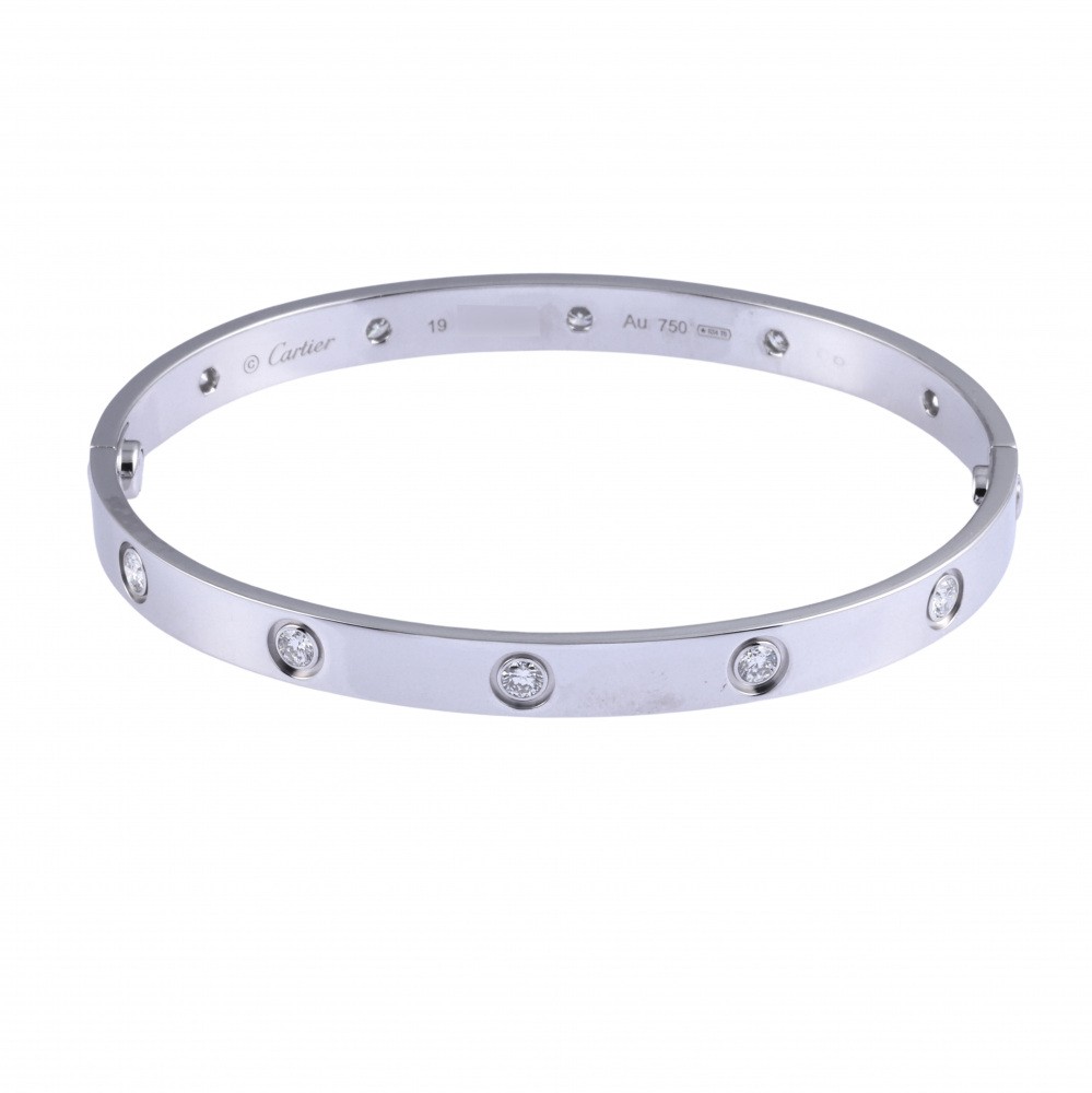 Cartier Love Full D/ Model Bracelet 18K White Gold Diamond B6040700