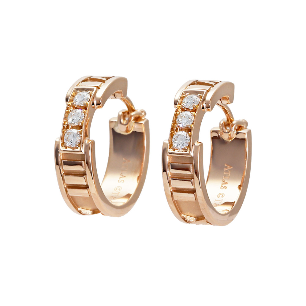 Tiffany & Co. Atlas Earrings 18K Rose Gold Diamond