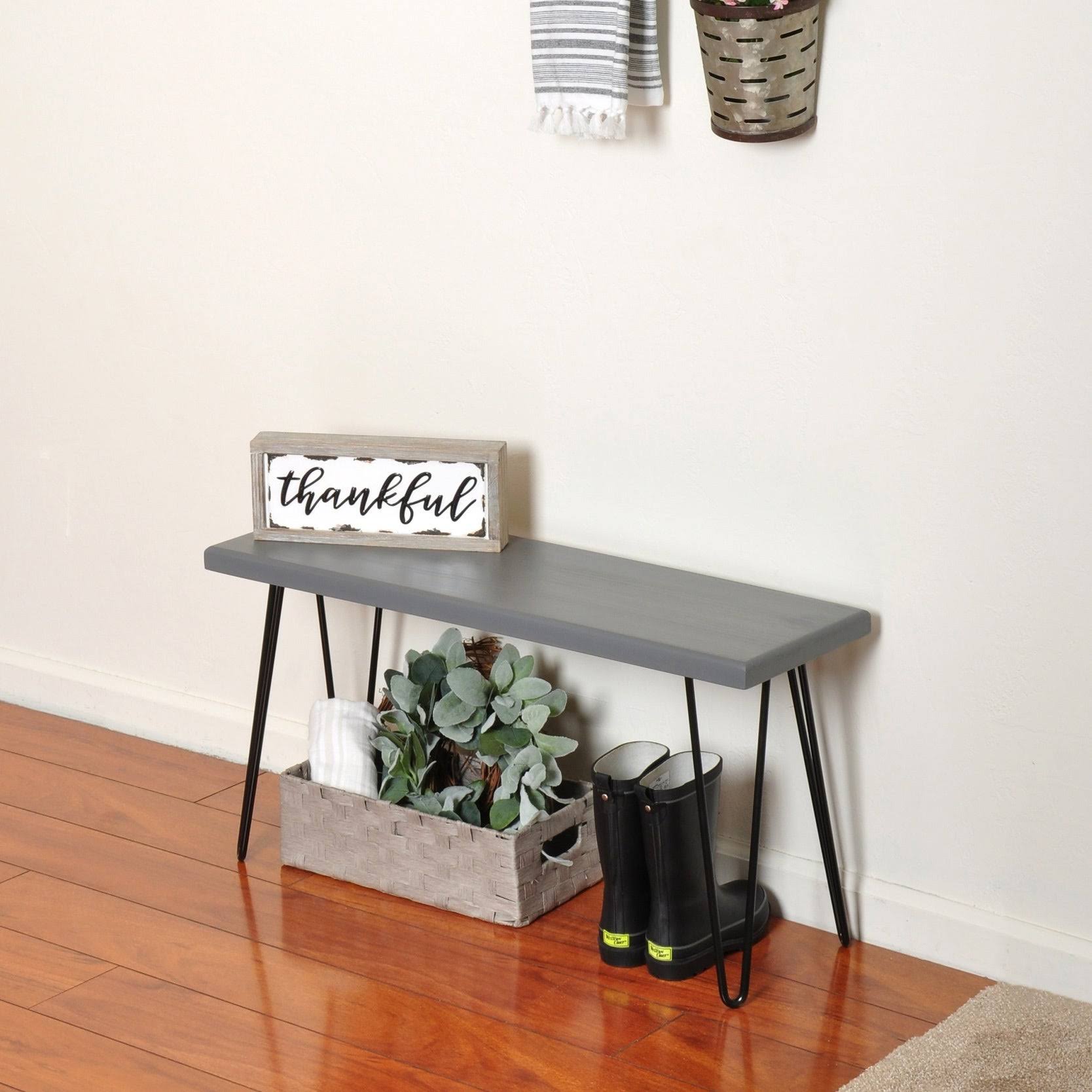 Carson Carrington Julo Wood Bench - Weathered Gray - 34 x 10.5 x 16