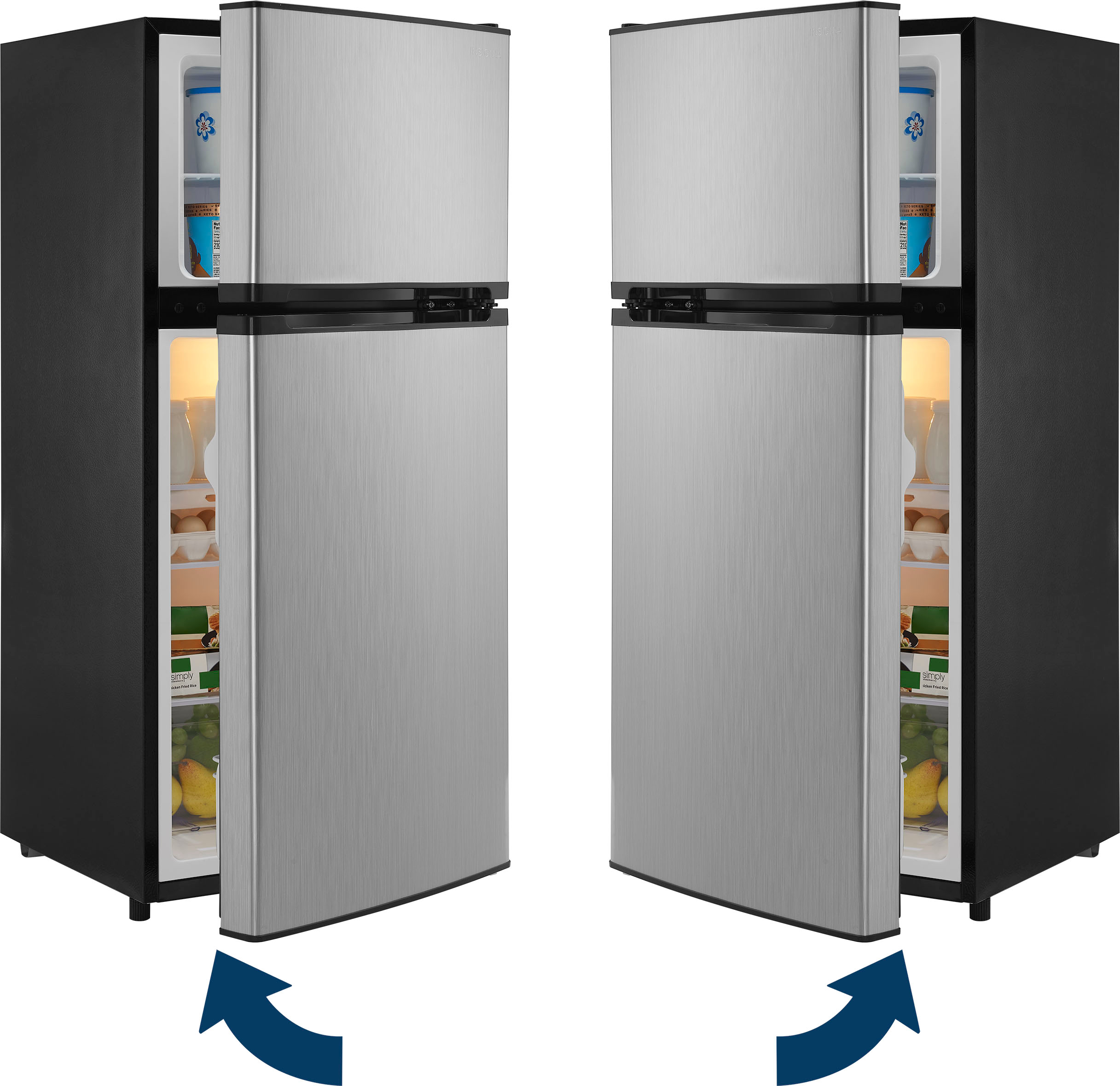 Insignia™ - 4.3 Cu. Ft. Mini Fridge with Top Freezer and ENERGY STAR Certification - Stainless Steel