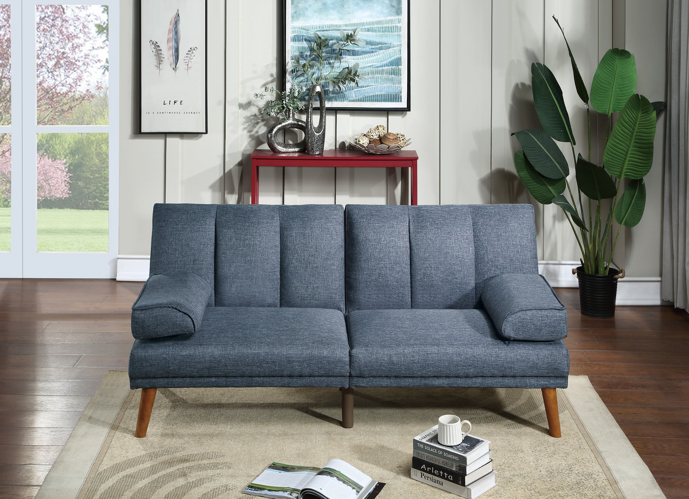 CoSoTower Navy Color Polyfiber Sectional Sofa Set Living Room Furniture Solid Wood Legs Plush Couch Adjustable Sofa Chaise