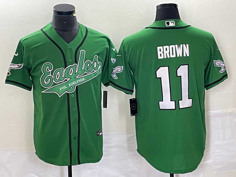 Men's Philadelphia Eagles A.J. Brown #11 Green Team Game Jersey