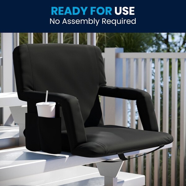 Extra Wide Reclining Backpack Stadium Chair with Armrests and Storage Pockets
