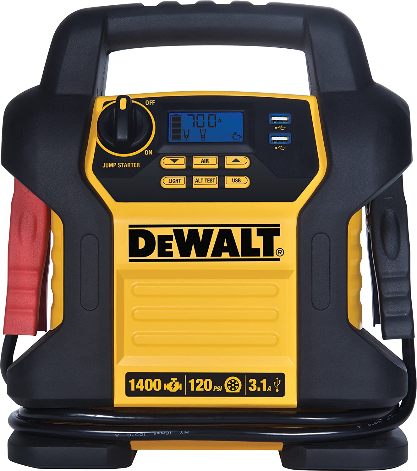 DEWALT DXAEJ14 Digital Portable Power Station Jump Starter: 1400 Peak/700 Instant Amps, 120 PSI Digital Air Compressor
