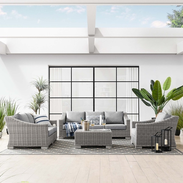 Conway 4Piece Outdoor Patio Wicker Rattan Furniture Set