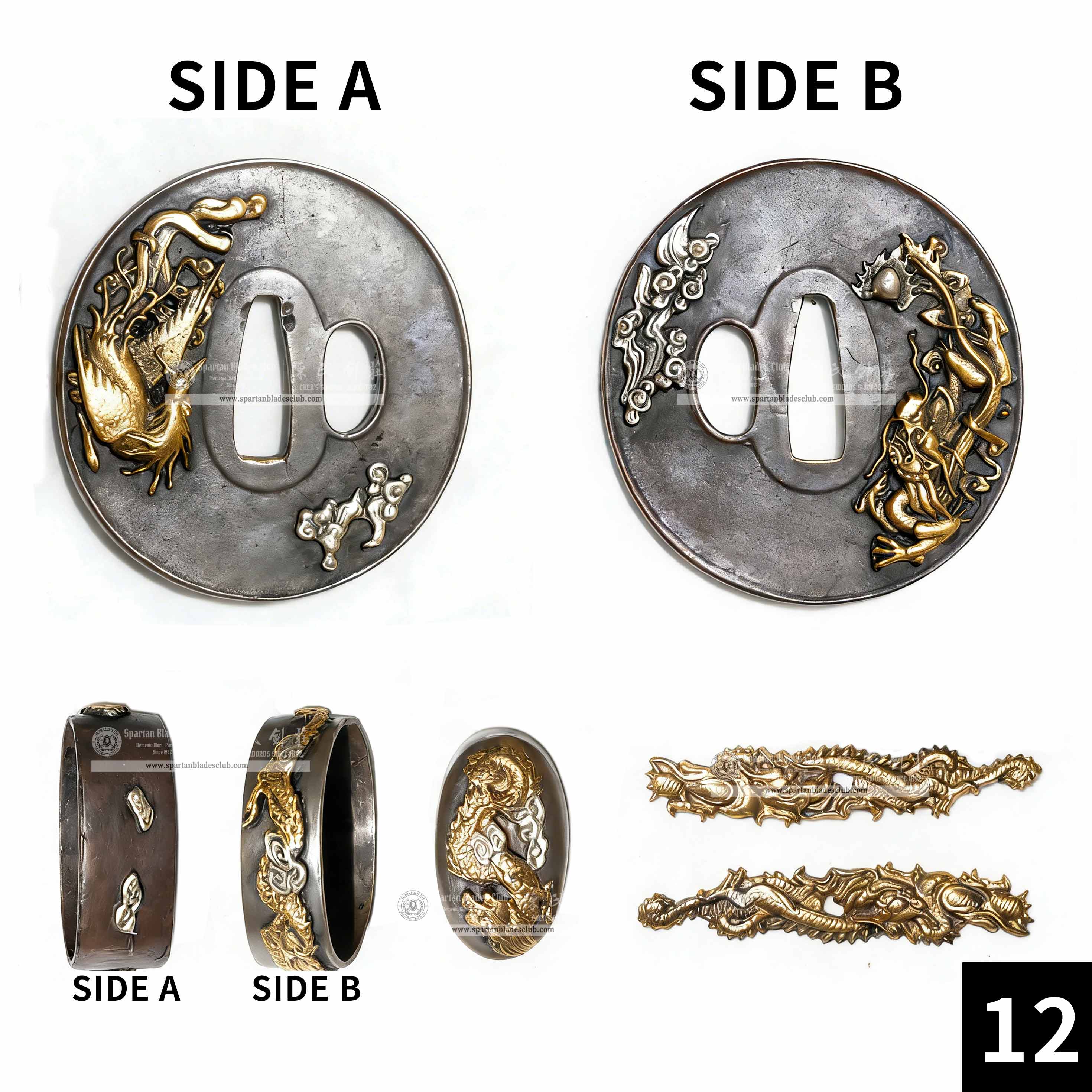 Custom Your Katana | Loong（Chinese Dragon） | Complete Set Fittings (Brass Gilded) | Spartan Blades Club | CHEN'S SWORDS 1892 - Spartan Blades Club - 陳氏劍莊1892