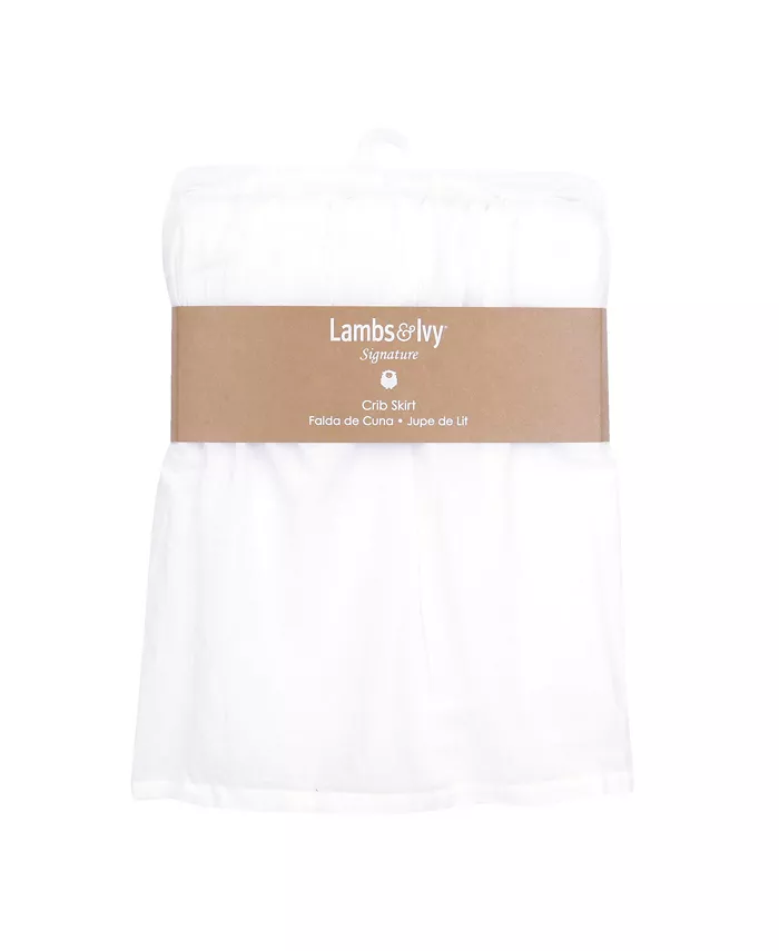 Lambs and Ivy Signature White Cotton Voile Ruffled Crib Skirt