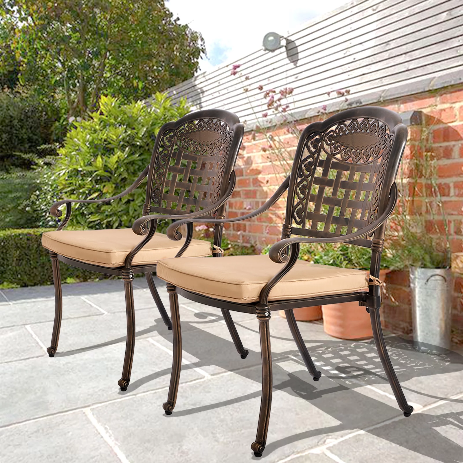 Haverchair 2 Piece Outdoor Bistro Dining Chair Set Cast Aluminum Dining Chairs