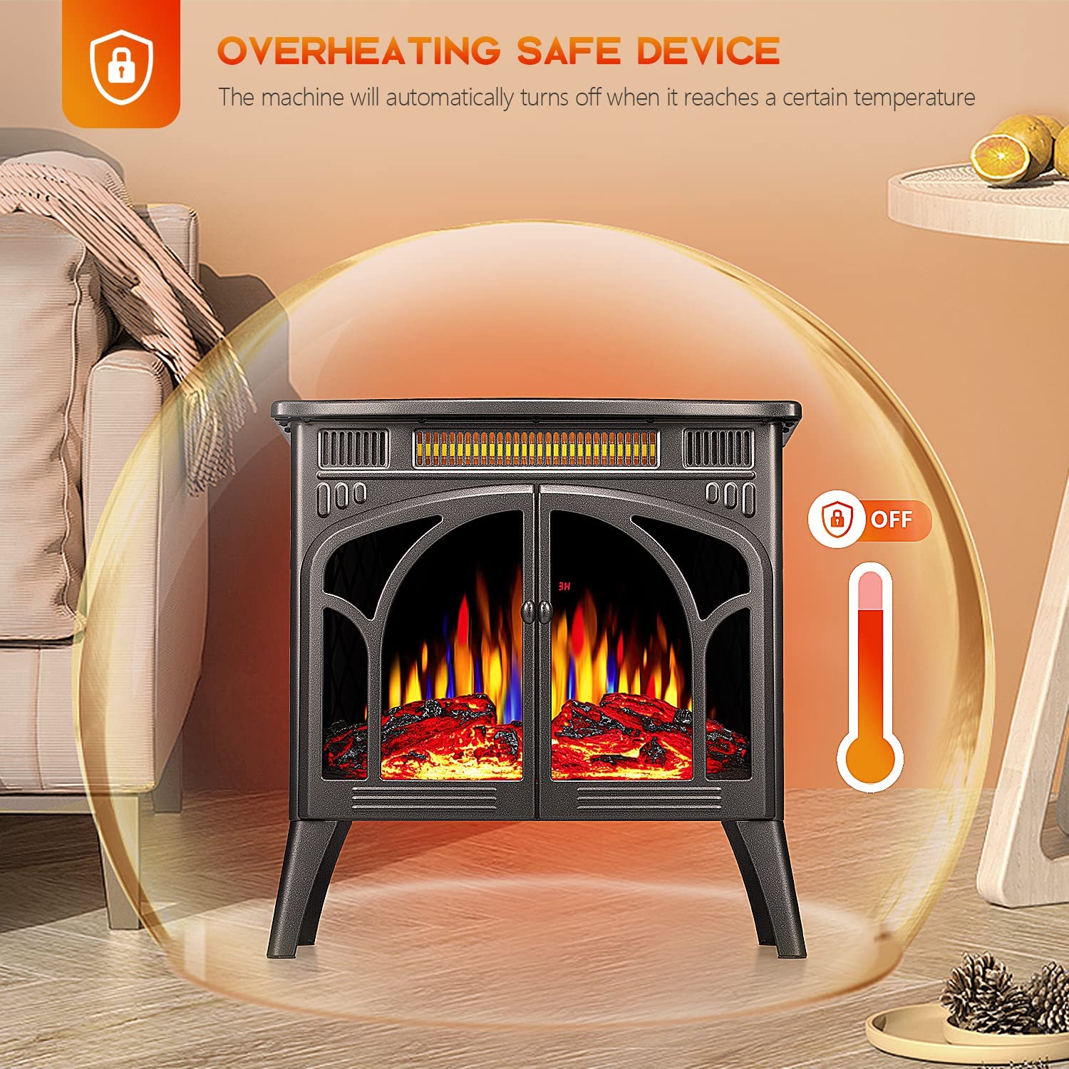 25 Inches 3D Infrared Free Standing Electric Fireplace Stove S230B