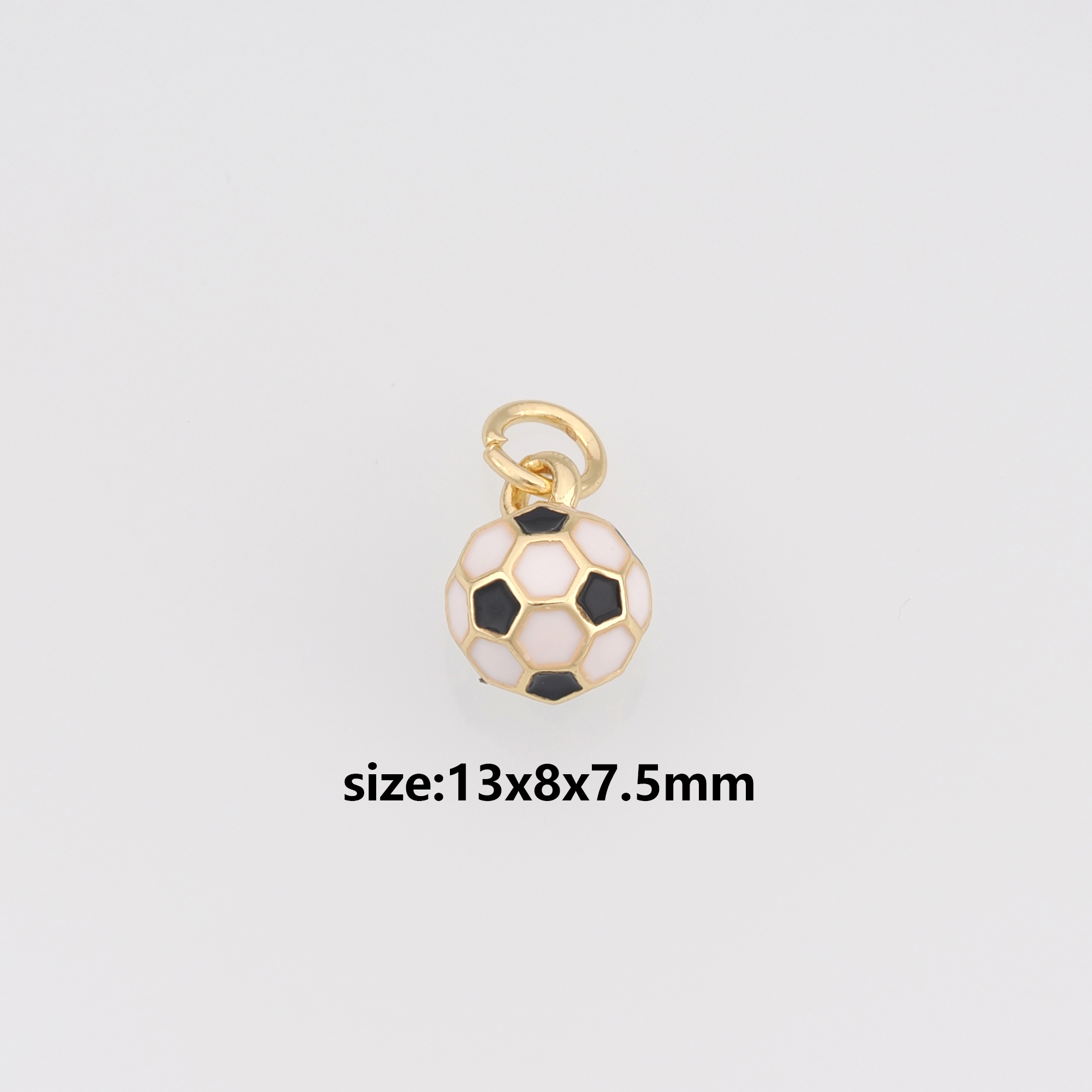 18K Gold Filled Football Pendant,Enamel Football Charm Earrings Necklace for DIY Jewelry Making Supply