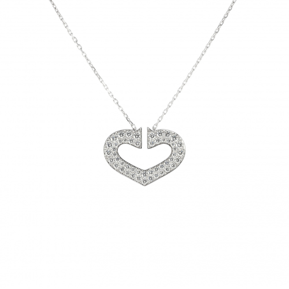 Cartier C Heart Necklace 18K White Gold Diamond N7058700