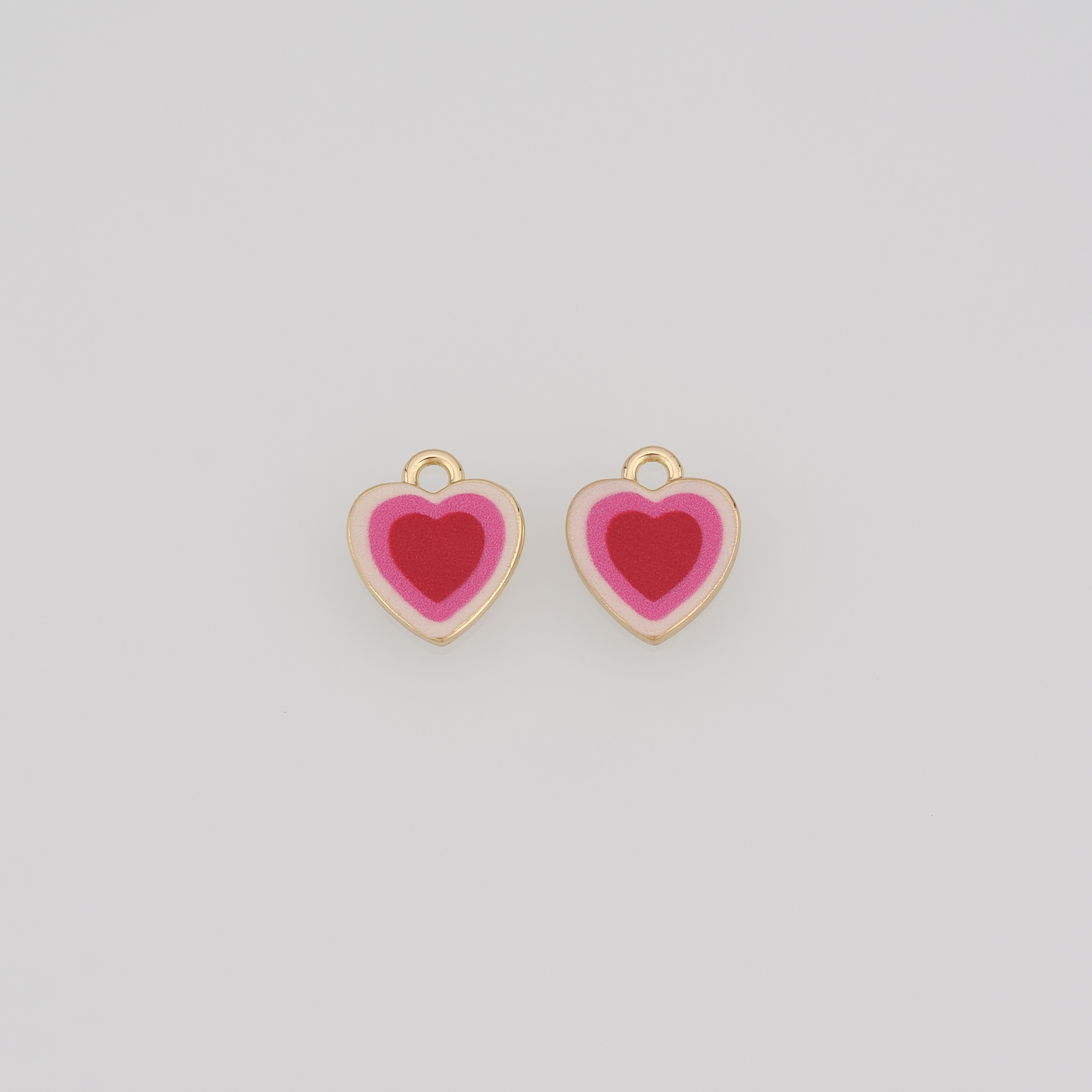 18K Gold Filled Heart Pendant,Enamel Heart Charm Earrings Necklace for DIY Jewelry Making Supply