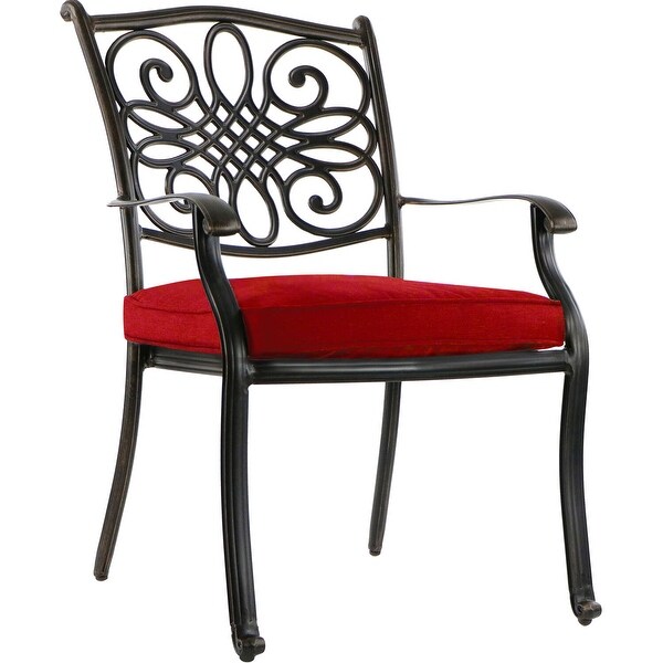 Cambridge Seasons 7Piece Dining Set in Red with 2 Swivel Rockers,4 Dining Chairs,and a 72In. x 38In. Casttop Table