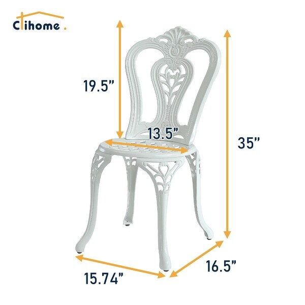 Clihome 3Piece Cast Aluminum Bistro Table Set with Umbrella Hole