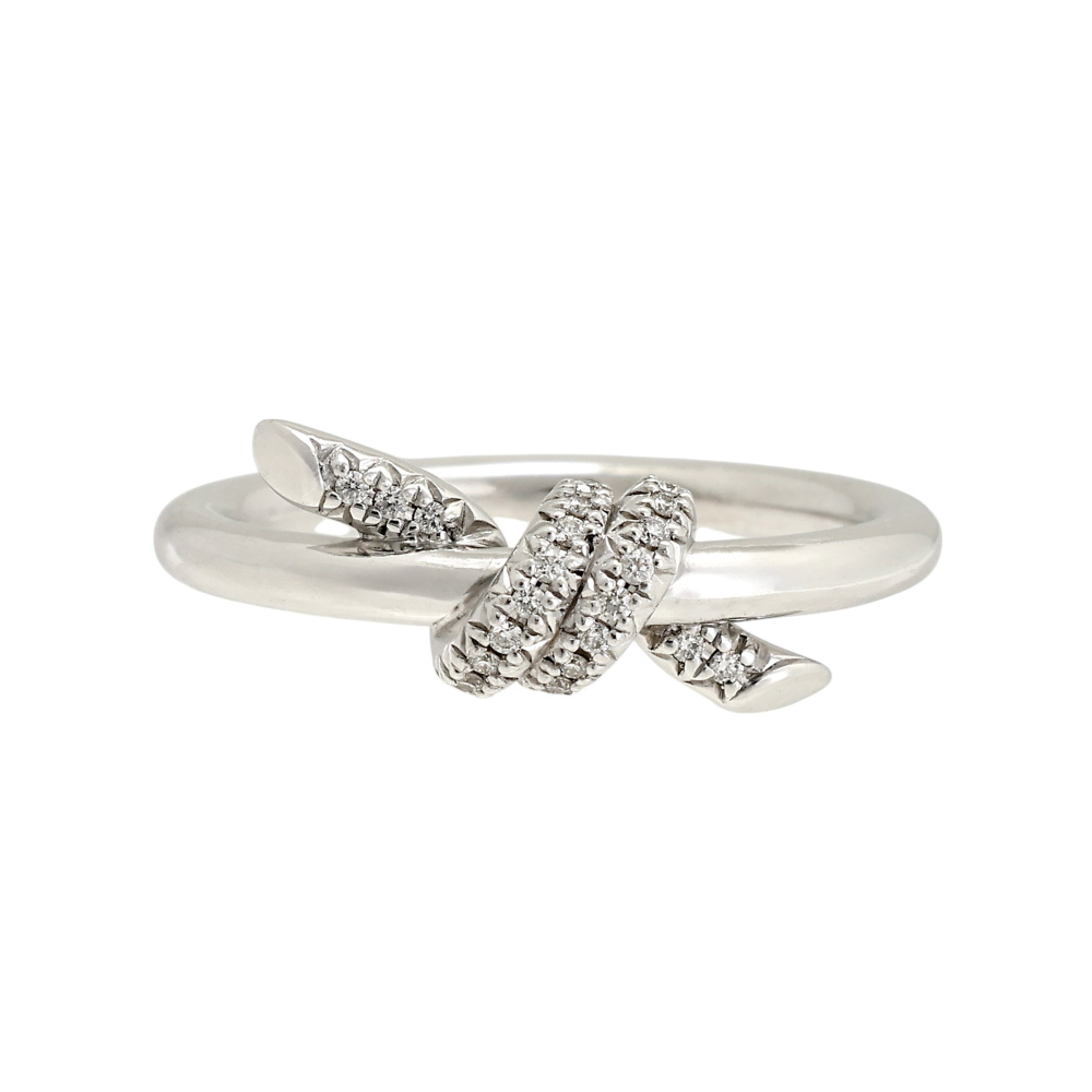 Tiffany & Co. Knot Ribbon Ring 18K White Gold Diamond 70302683