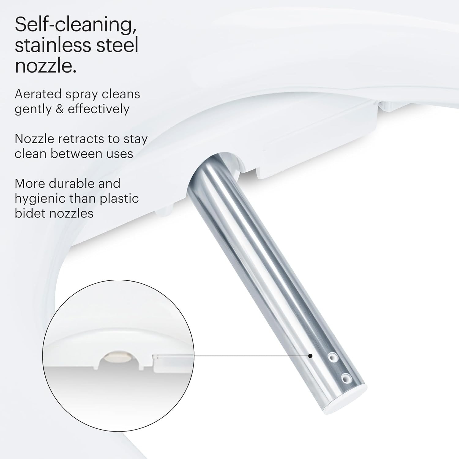 Elongated Electric Bidet Toilet Seat with Heated Seat & Oscillating Nozzle, Warm Air Dryer
