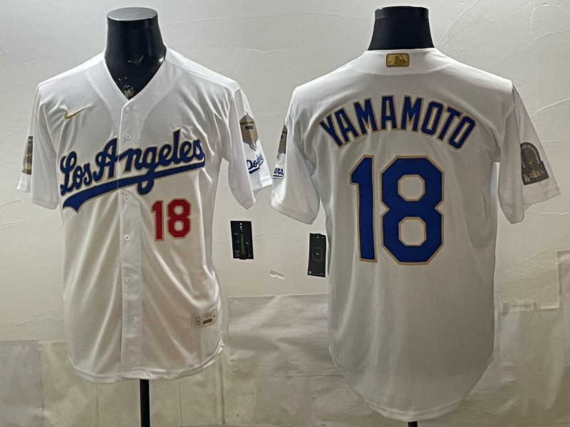 Men's Los Angeles Dodgers Yoshinobu Yamamoto #18 White 2026 Gold Collection Stadium Jersey