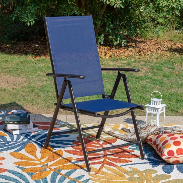 9Piece Patio Dining Set,Metal Table and Foldable Sling Dining Chairs with 7 Levels Adjustable