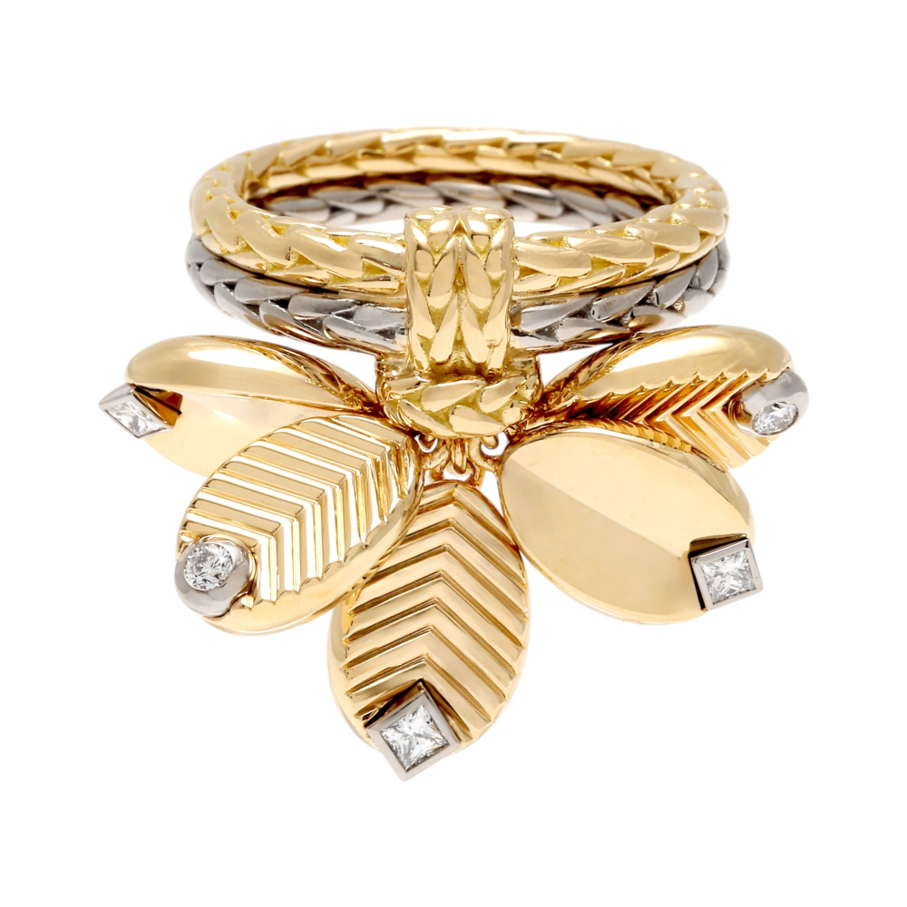 Cartier Grande Cafe Ring 18K White Gold & 18K Yellow Gold Diamond B4242200