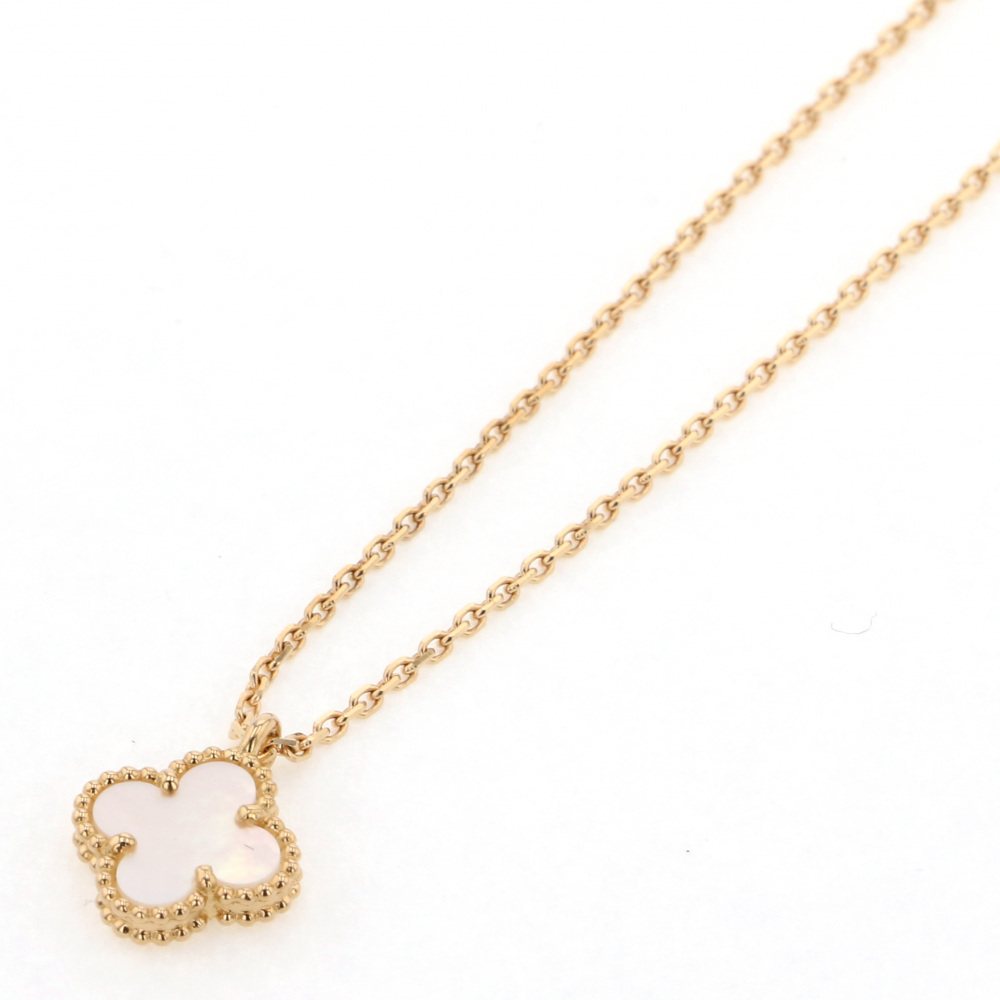 Van Cleef & Arpels Sweet Alhambra Necklace 18K Yellow Gold Mother of Pearl