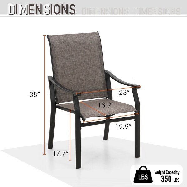 MAISON ARTS 5/7Piece Patio Dining Set,Round Metal Table and 4/6 Textilene Fabric Padded Armchairs