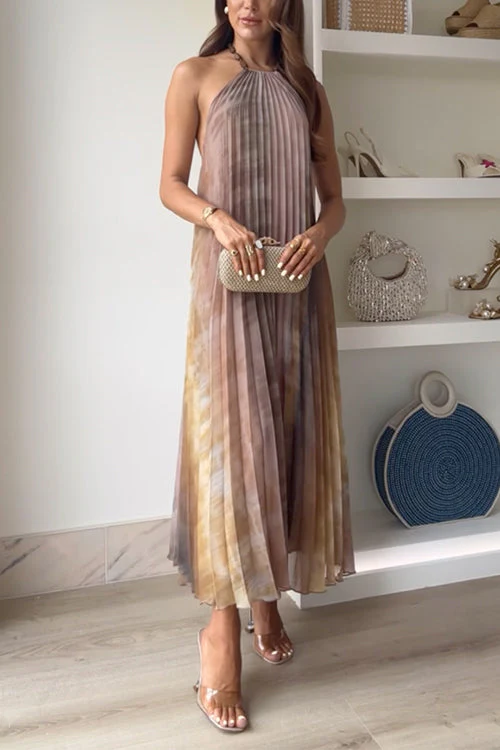 Elegant Halter Print Maxi DressClistos